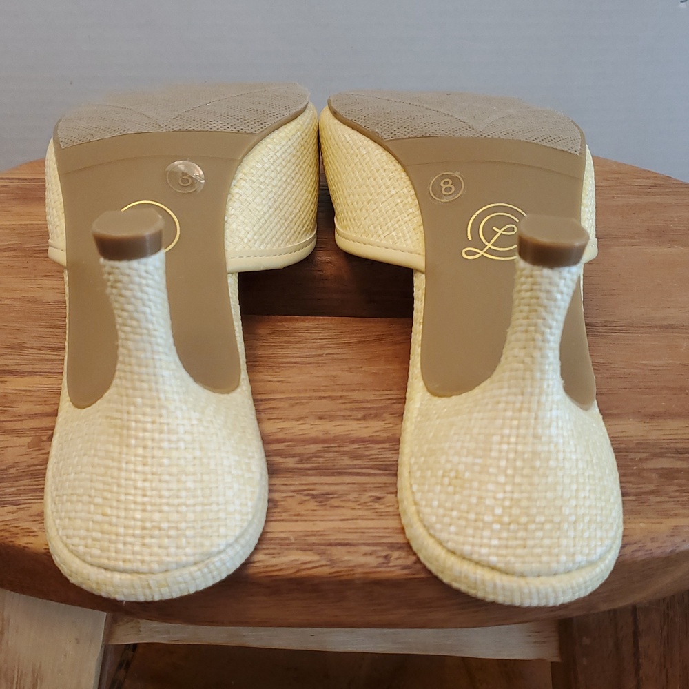 Chinese Laundry Woven Yellow Kitten Heels Slides with Bow Size 8 M - Picture 9 of 11